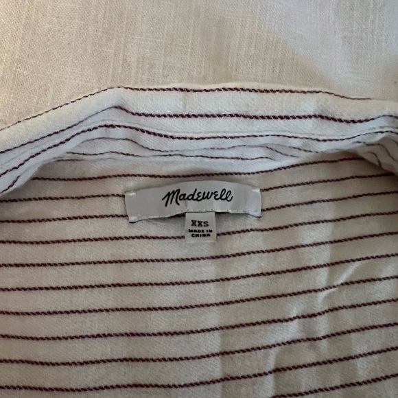 Madewell Striped Cream and Brown Women's Top XXS - Picture 2 of 5